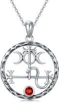 wholesale 925 Sterling Silver Red Garnet Triple Moon Goddess Pendant Necklace-0-0