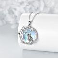 wholesale 925 Sterling Silver Moonstone Owl Crescent Moon Pendant Necklace for Women-0-4