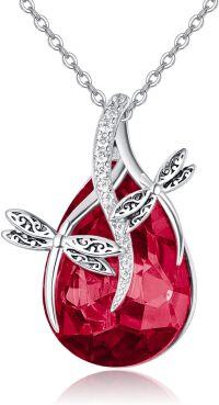 wholesale 925 Sterling Silver Dragonfly Necklace for Women, Hypoallergenic Gift for Mom, Anniversary, Christmas, Birthday, Graduation - Nature Lover Jewelry-Ruby