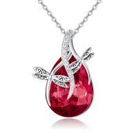 wholesale 925 Sterling Silver Dragonfly Necklace for Women, Hypoallergenic Gift for Mom, Anniversary, Christmas, Birthday, Graduation - Nature Lover Jewelry-Ruby