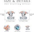 wholesale 925 Sterling Silver Hypoallergenic Highland Cow Stud Earrings with Blue Crystal Accents and Rose Gold Bow Tie for Women-0-1
