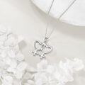 wholesale 925 Sterling Silver Double Heart Female Symbol LGBT Pride Pendant Necklace for Couples LGBTQ Gift-0-3