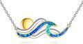wholesale 925 Sterling Silver Blue Opal Ocean Wave Pendant Necklace - Beach Inspired s for Her-0-0