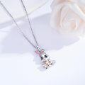 wholesale 925 Sterling Silver Rainbow Crystal Bunny Pendant Necklace for Girls' Gifts-0-2