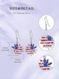 wholesale 925 Sterling Silver USA Flag Flower Drop Dangle Hook Earrings-0-1