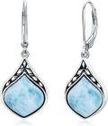 wholesale Sterling Silver Natural Gemstone Vintage Irish Celtic Teardrop Dangle Earrings-0-0
