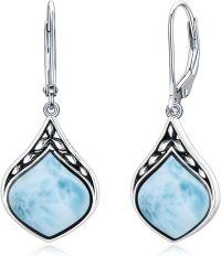 wholesale 925 Sterling Silver Larimar Drop Earring for Women  4cm Length-Larimar