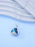 wholesale 925 Sterling Silver Blue Crystal Polar Bear Mommy and Me Pendant Necklaces for Women's Gifts-0-2