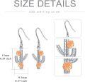wholesale 925 Sterling Silver Cactus Flower Drop Earrings with Orange Accents-0-4
