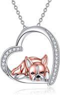 wholesale 925 Sterling Silver French Bulldog Heart Pendant Necklace for Women-0-0
