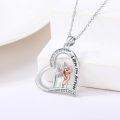 wholesale 925 Sterling Silver Hypoallergenic Angel and Dog Heart Pendant Necklace with Cubic Zirconia - Sister Gift-0-1