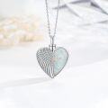wholesale 925 Sterling Silver Opal Winged Heart Cremation Jewelry Keepsake Urn Locket Necklace with Funnel and Fill Tool-0-2