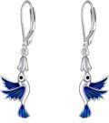 wholesale 925 Sterling Silver Blue Hummingbird Drop Earrings for Women-0-0