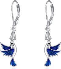 wholesale 925 Sterling Silver Blue Hummingbird Drop Earrings for Women-S-Hummingbird