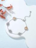 wholesale 925 Sterling Silver Bracelet With Heart And Flower Charms-0-4