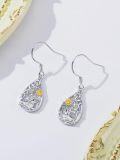 wholesale 925 Sterling Silver Sunflower Hedgehog Teardrop Dangle Earrings - Adorable Animal Jewelry for Women-0-1