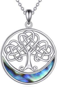 wholesale 925 Sterling Silver Tree of Life Celtic Knot Pendant with Abalone Shell and Moonstone Necklace-B-Celtic Knot