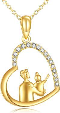 wholesale 14K Gold Heart Necklace for Daughter - Sensitive Skin Safe, 0.87x0.56 Inch Father Daughter Gift, 16+2 Inch Chain, Meaningful Birthday Present-Father Daughter