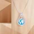 wholesale Sterling Silver Earth Necklace with World Map Pendant Travel Jewelry Gift for Women-0-5