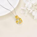 wholesale 925 Sterling Silver Heart Pendant With Golden Flower Pink Heart Detailing Chain Necklace Wholesale Jewelry-0-2
