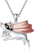 wholesale 925 Sterling Silver Flying Pig with Cape Charm Pendant Necklace for Women Girls  45cm Chain Length-0-0