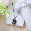 wholesale 925 Sterling Silver Black CZ Cat Pendant Necklace for Women-0-1