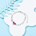 wholesale 925 Sterling Silver Pink Crystal Butterfly Paperclip Chain Bracelet Wholesale With Heart Charm-0-2