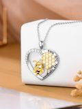 wholesale 925 Sterling Silver Bee Honeycomb Heart Pendant Necklace for Women-0-4