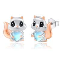 wholesale 925 Sterling Silver Adorable Cat Earring-Squirrel
