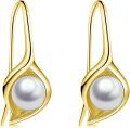 wholesale 925 Sterling Silver Gold Plated 6mm White Pearl Calla Lily Earrings for Women-0-0