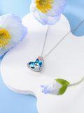wholesale 925 Sterling Silver Mama Bear Opal Heart Necklace with 2 Cubs Jewelry for Women Wife Grandma Mothers Day Gift-0-8