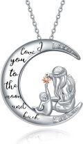 wholesale 925 Sterling Silver Mermaid Moon Necklace Gift for Mom Nana Mother Daughter Birthday Christmas-0-0