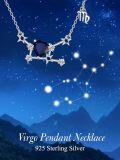 wholesale 925 Sterling Silver Heart-Shaped Sapphire & Cubic Zirconia Zodiac Pendant Necklace for Women and Moms-0-4