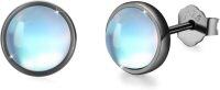 wholesale 925 Sterling Silver Black Plated Blue Opalite Round Stud Earrings for Sensitive Ears-D-Black 6.0 Millimeters
