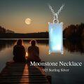 wholesale 925 Sterling Silver Moonstone Necklace Elegant Adjustable Chain for Women, Gift for Her, Valentine's Day, Anniversary, Birthday-0-1