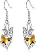 wholesale  Sterling Silver Crystal Butterfly Dragonfly Bee Dangle Drop Earrings -0-23