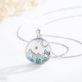 wholesale 925 Sterling Silver White Gold Plated Turquoise Cactus Mountain Moon Star Pendant Necklace-0-3