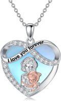 wholesale 925 Sterling Silver I Love You Forever Heart Pendant Necklaces for Grandma and Granddaughter with Mother's Photo & Engraved Message-0-0
