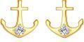 wholesale 14K Gold Diamond Anchor Stud Earrings - Hypoallergenic for Her-0-0