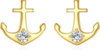 wholesale 14K Gold Diamond Anchor Stud Earrings - Hypoallergenic for Her-Anchor