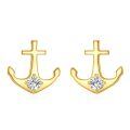wholesale 14K Gold Diamond Anchor Stud Earrings - Hypoallergenic for Her-0-0