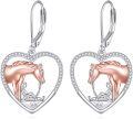 wholesale 925 Sterling Silver & Rose Gold Plated Horse Heart Dangle Earrings for Women-0-0