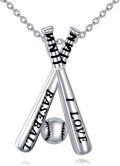 wholesale 925 Sterling Silver Baseball Bat & Ball Pendant Necklace for Women-0-0