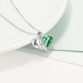 wholesale 925 Sterling Silver Green Austrian Crystal Heart Grandmother Love You Pendant Necklace Gift for Women Girls-0-1