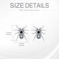 wholesale 925 Sterling Silver Spider Stud Earrings with Black Stone and Skull Design-0-4