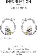 wholesale 925 Sterling Silver Angel Hug Hoop Earrings with Gold Accents-0-4