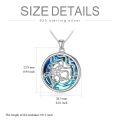 TOUPOP Sterling Silver Blue Crystal Wave Sea Turtle Circle Pendant Necklace-0-2