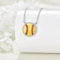 wholesale 925 Sterling Silver Softball Pendant Necklace with CZ Stones for Sports Lovers Gifts-0-1