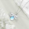 wholesale 925 Sterling Silver Blue Opal Dragonfly Pendant Necklace for Women-0-4