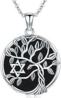 wholesale 925 Sterling Silver Black Onyx Star of David Tree of Life Necklace Celtic Jewelry-Star of David